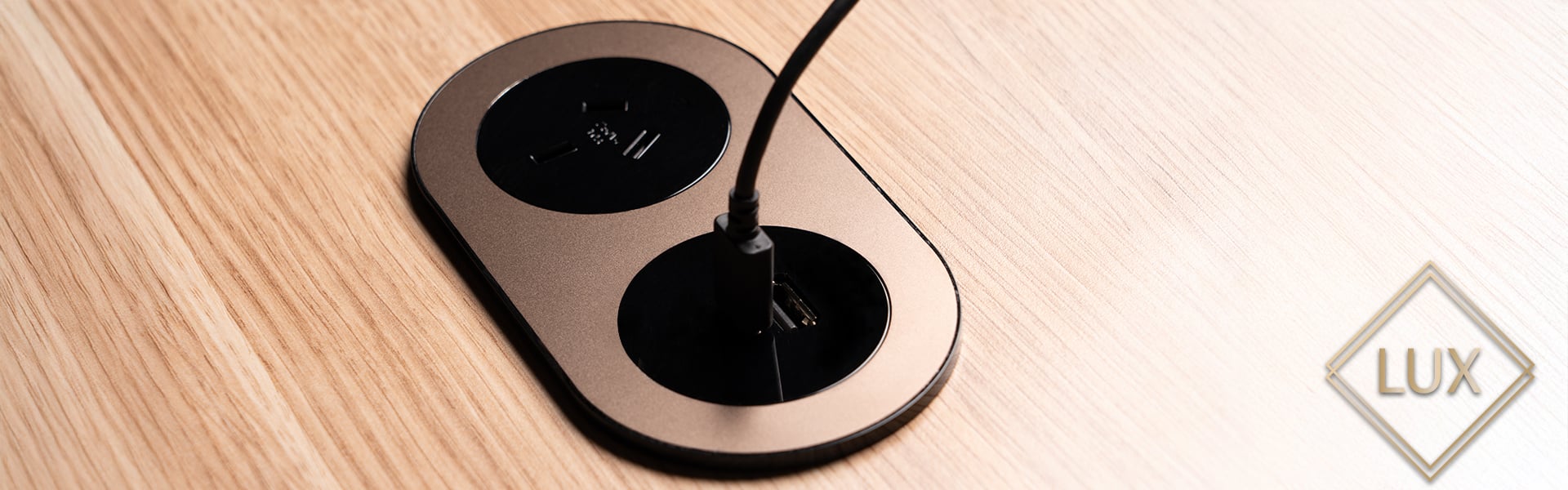 LUX Echo Premium in-desk power module metal finish