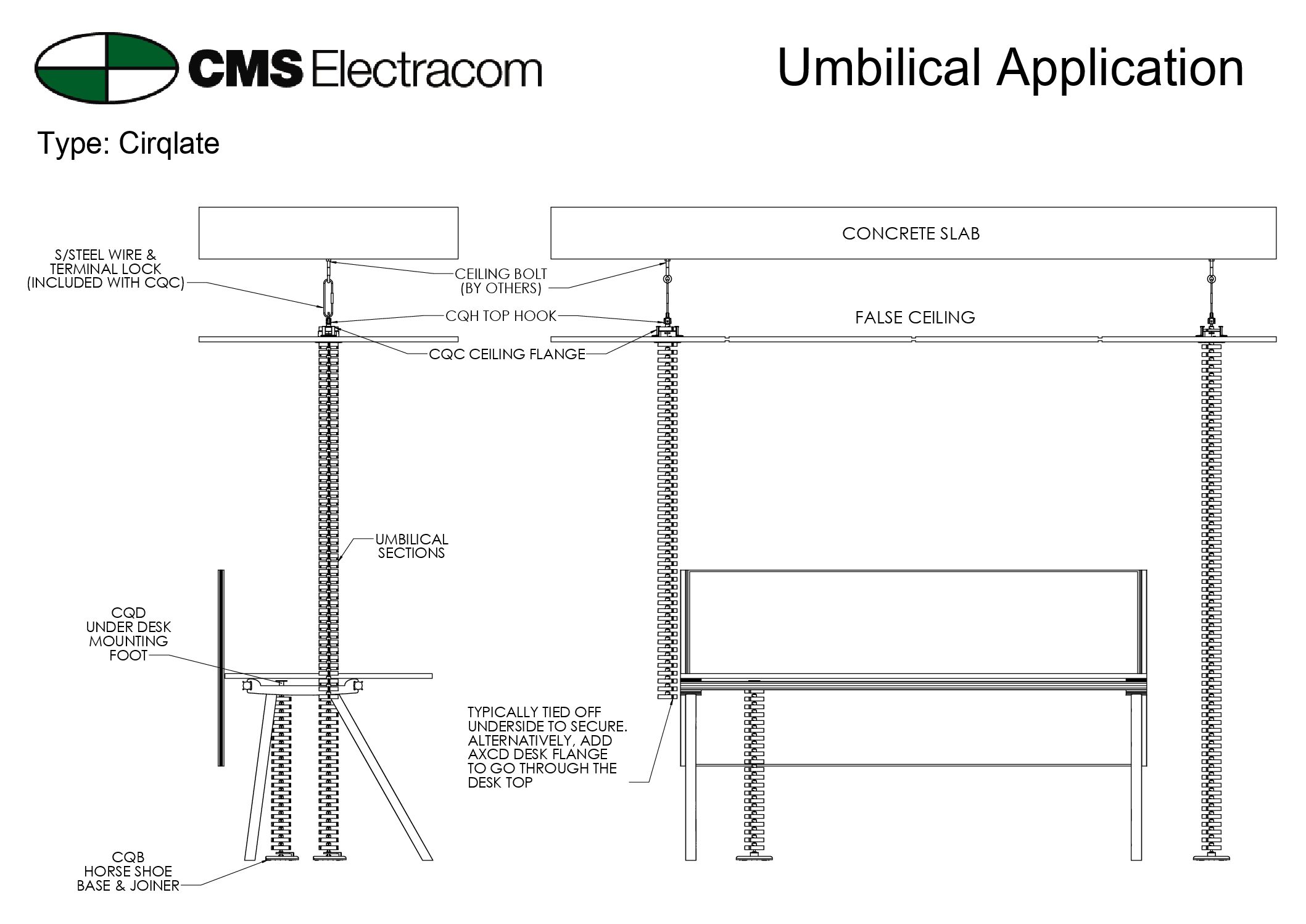 Cirqlate 30 770mm Long Floor To Desk Complete With Mounting Foot For Desk Mounting Cqd Floor Base Cqb Included